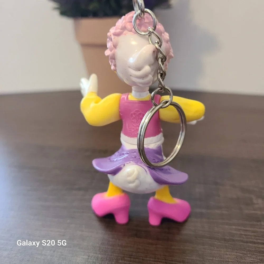Disney Daisy Duck Keychain Figure Pink‎ Purple Yellow Plastic Pre-Owned